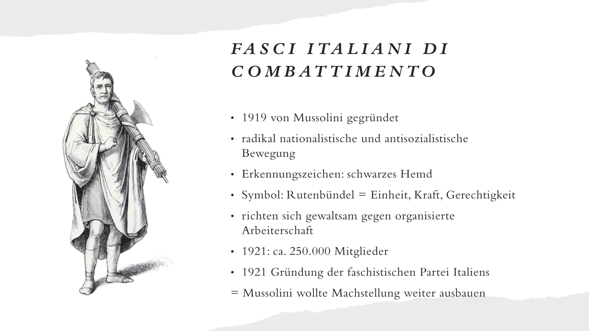 FASCHISMUS
IN ITALIEN
Marlene Pfäffle 9/2
0 GLIEDERUNG
1. Definition
2. Aufstieg
3. Benito Mussolini
4. Marsch auf Rom
5. Errichtung der Dik