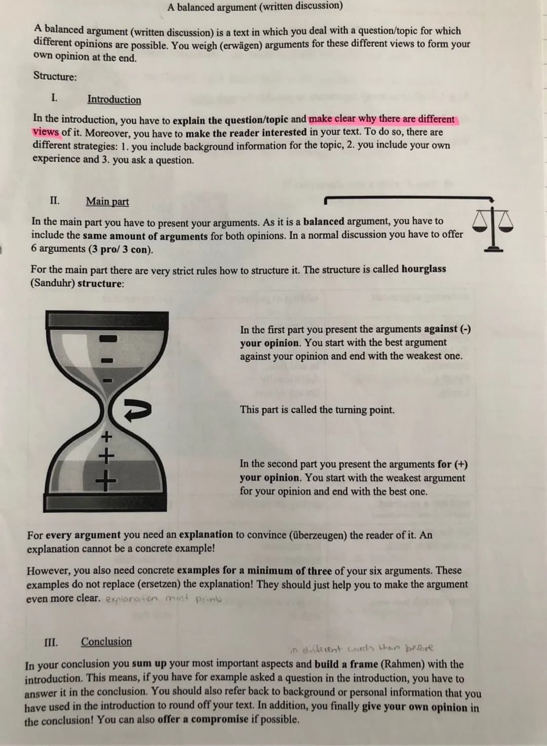 A balanced argument (written discussion)
A balanced argument (written discussion) is a text in which you deal with a question/topic for whic