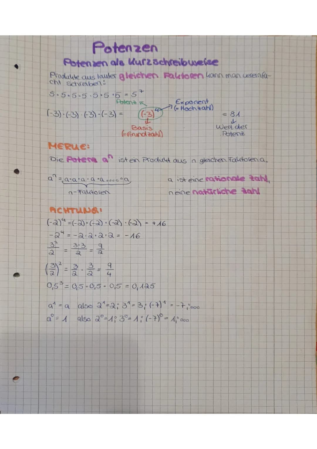 Potenzen - Mathematik, Realschule Klasse 9