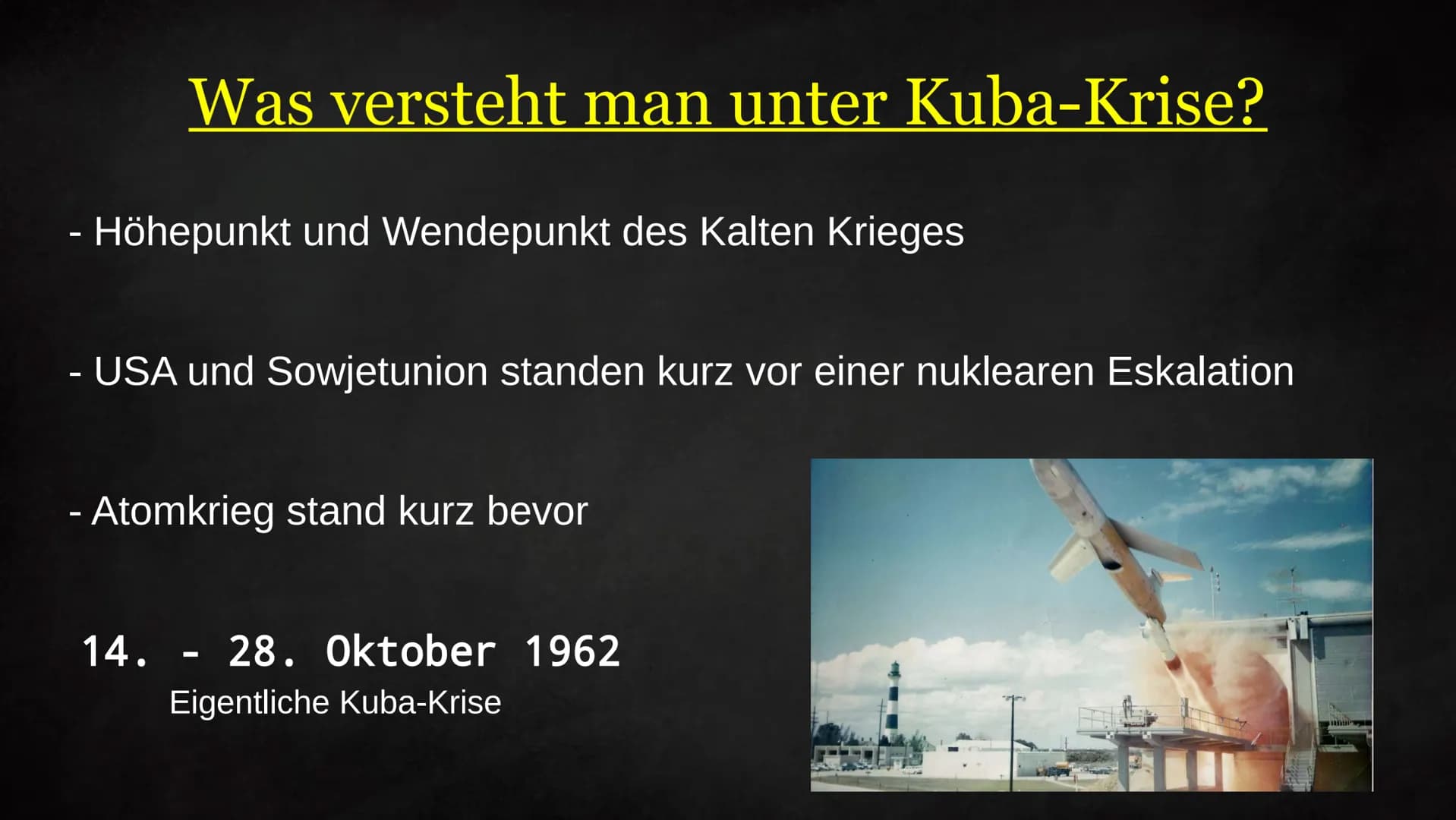 USA
"1
Kuba-Krise
Die Welt stand vor einem Atomkrieg".
und Gliederung
1. Kuba-Krise Begriff
2. Vorgeschichte
2.1 Kubas Rolle
2.1.1 Invasion 