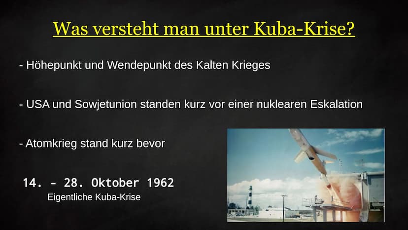 USA
"1
Kuba-Krise
Die Welt stand vor einem Atomkrieg".
und Gliederung
1. Kuba-Krise Begriff
2. Vorgeschichte
2.1 Kubas Rolle
2.1.1 Invasion 