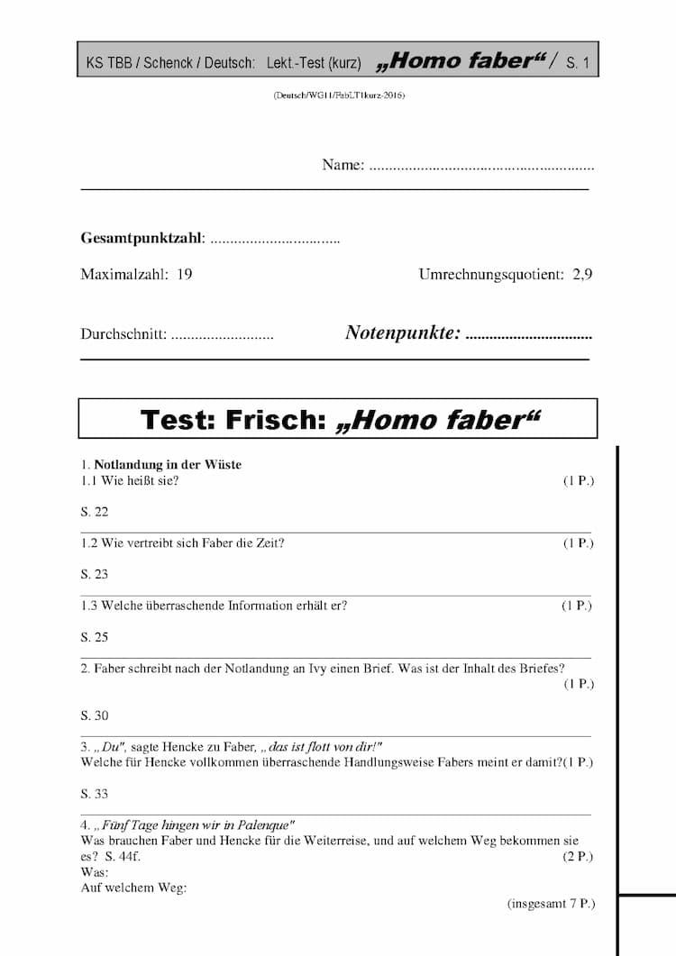 Know "Homo faber"/Frisch: Lektüretest (mit Seitenzahl zur Lösung) thumbnail