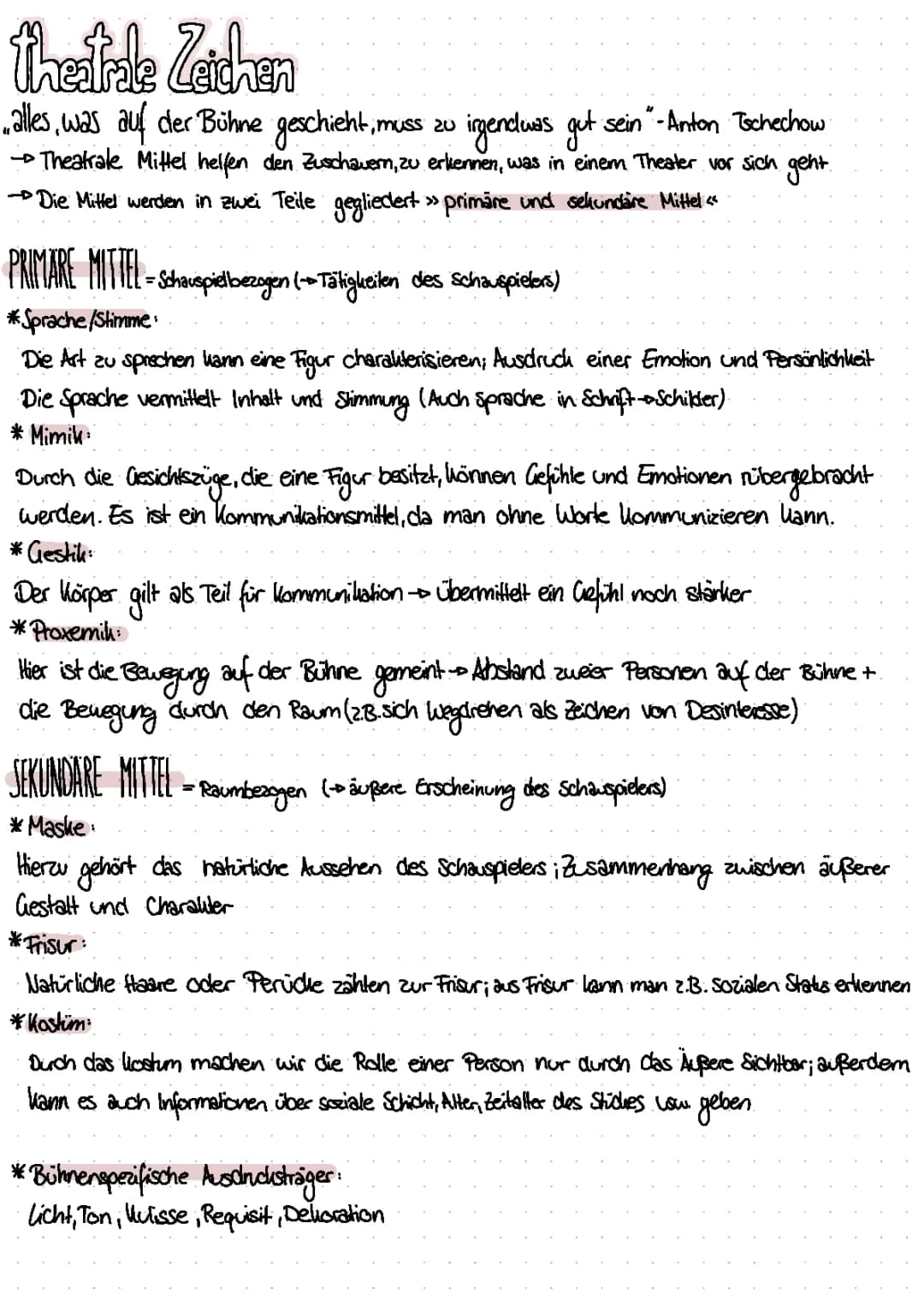 Theatrale Mittel Liste und Zeichen im Theater