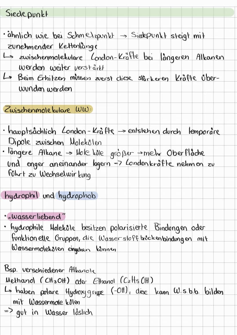 Mole külstruktur organischer Stoffklassen:
Alkane:
●
HC-C-H
1
H H
●
H
H
gesättigt Kohlenwasserstoffe
an
Alkene:· Ungesättigte Kohlenwasserst