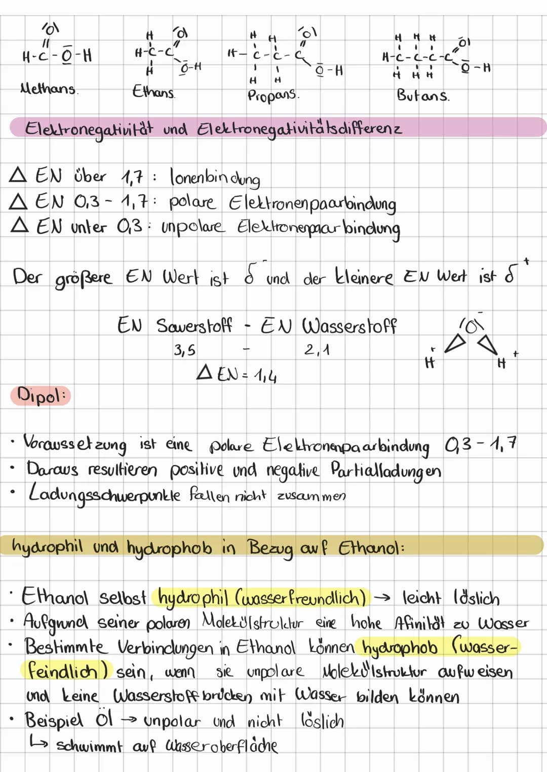 Mole külstruktur organischer Stoffklassen:
Alkane:
●
HC-C-H
1
H H
●
H
H
gesättigt Kohlenwasserstoffe
an
Alkene:· Ungesättigte Kohlenwasserst