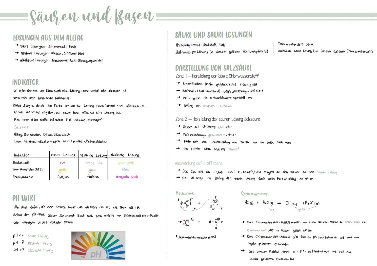 • Säuren und Basen
LÖSUNGEN AUS DEM ALLTAG
Saure Lösungen: Zitronensaft, Essig
→neutrale Lösungen: Wasser, Speichel, Blut
→ alkalische Lösun