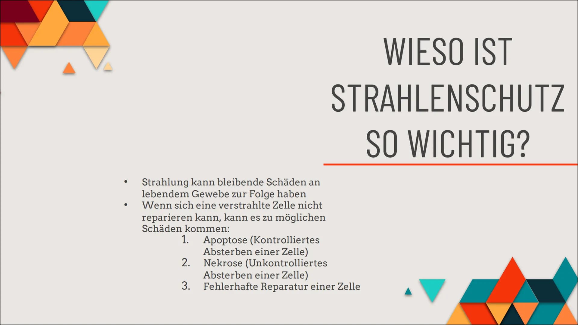 STRAHLEN-
SCHUTZ
A 01
02
03
GLIEDERUNG
WAS IST STRAHLENSCHUTZ?
WIESO IST STRAHLENSCHUTZ WICHTIG?
3 GEBOTE DES STRAHLENSCHUTZES
04 STRAHLENAR