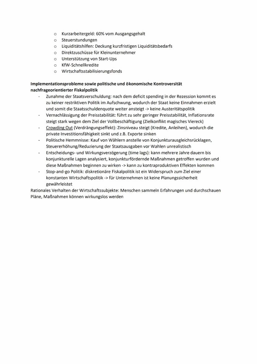 Grundlagen der keynesianischen stabilisierungspolitischen Konzeption (insbesondere
Krisenanalyse, Bedeutung der effektiven Gesamtnachfrage, 
