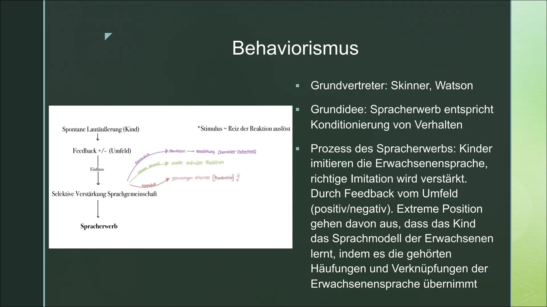 Deutsch
Spracherwerbs
modell ■
■
Stufen des Spracherwerbs
Spracherwerbsmodelle:
Behaviorismus
Kritik Behaviorismus
Nativismus
Inhaltsverzeic