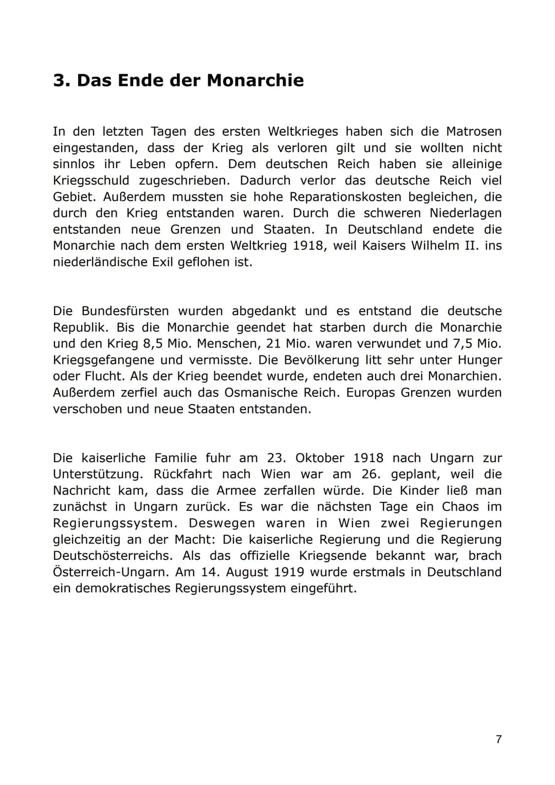 Europas Weg in den 1. Weltkrieg
1 Inhaltsverzeichnis
1. Kriegsursachen
2. Kriegsausbruch und Kriegsverlauf
3. Das Ende der Monarchie
4. Die 