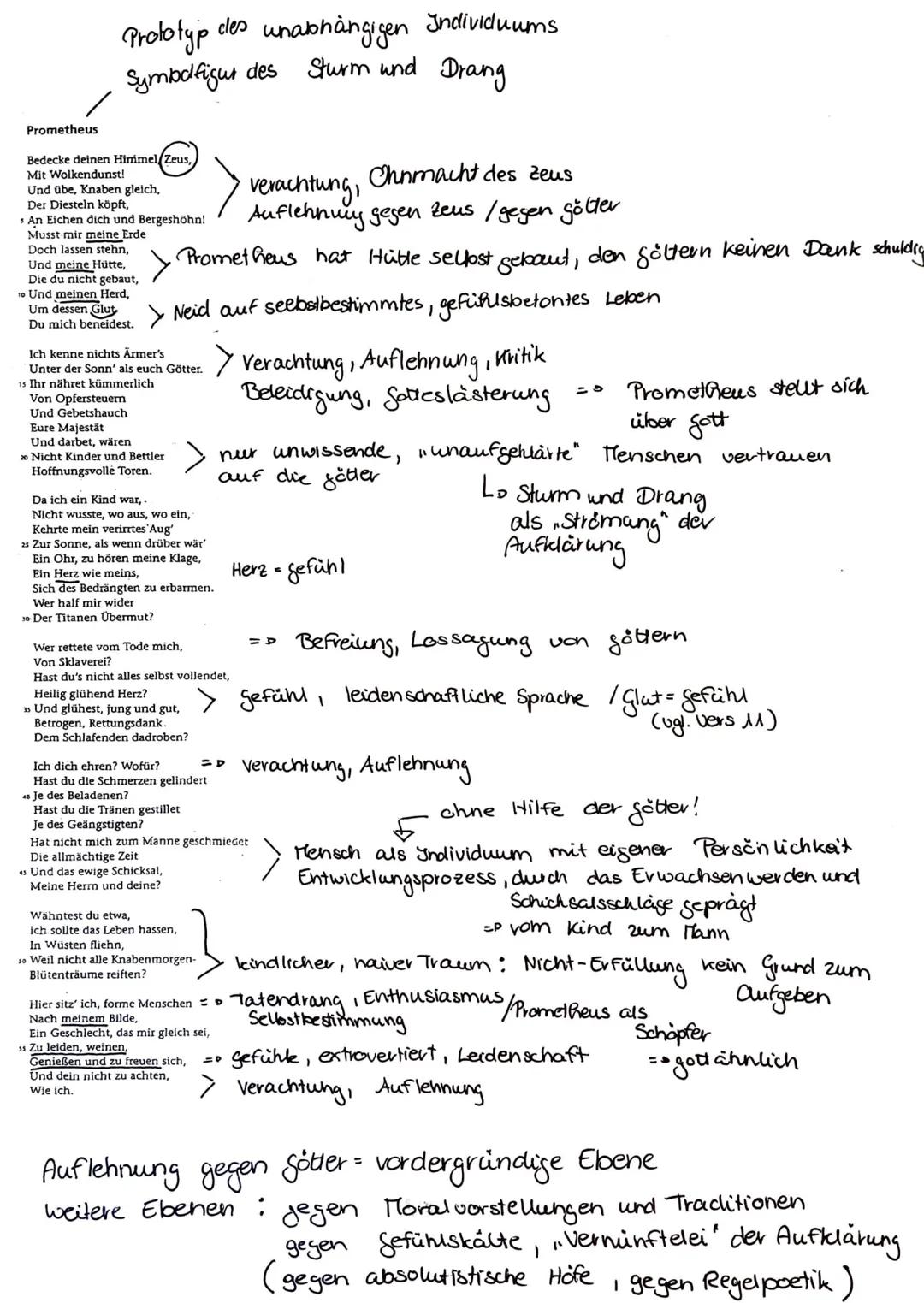 Prometheus
Prototyp
Symbolfigur des
Bedecke deinen Himmel Zeus,
Mit Wolkendunst!
Und übe, Knaben gleich,
Der Diesteln köpft,
s An Eichen dic