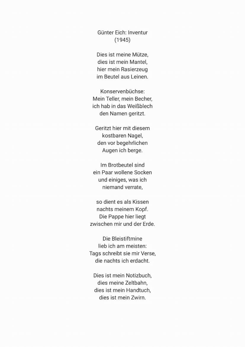 Epochenüber sicht
Literatur Mach REM
MACH KRIES
(ca. 1945-1950)
Begriff
Trümmerliteratur
Leben der Menschen
in den Trümmern der
vom Krieg ze