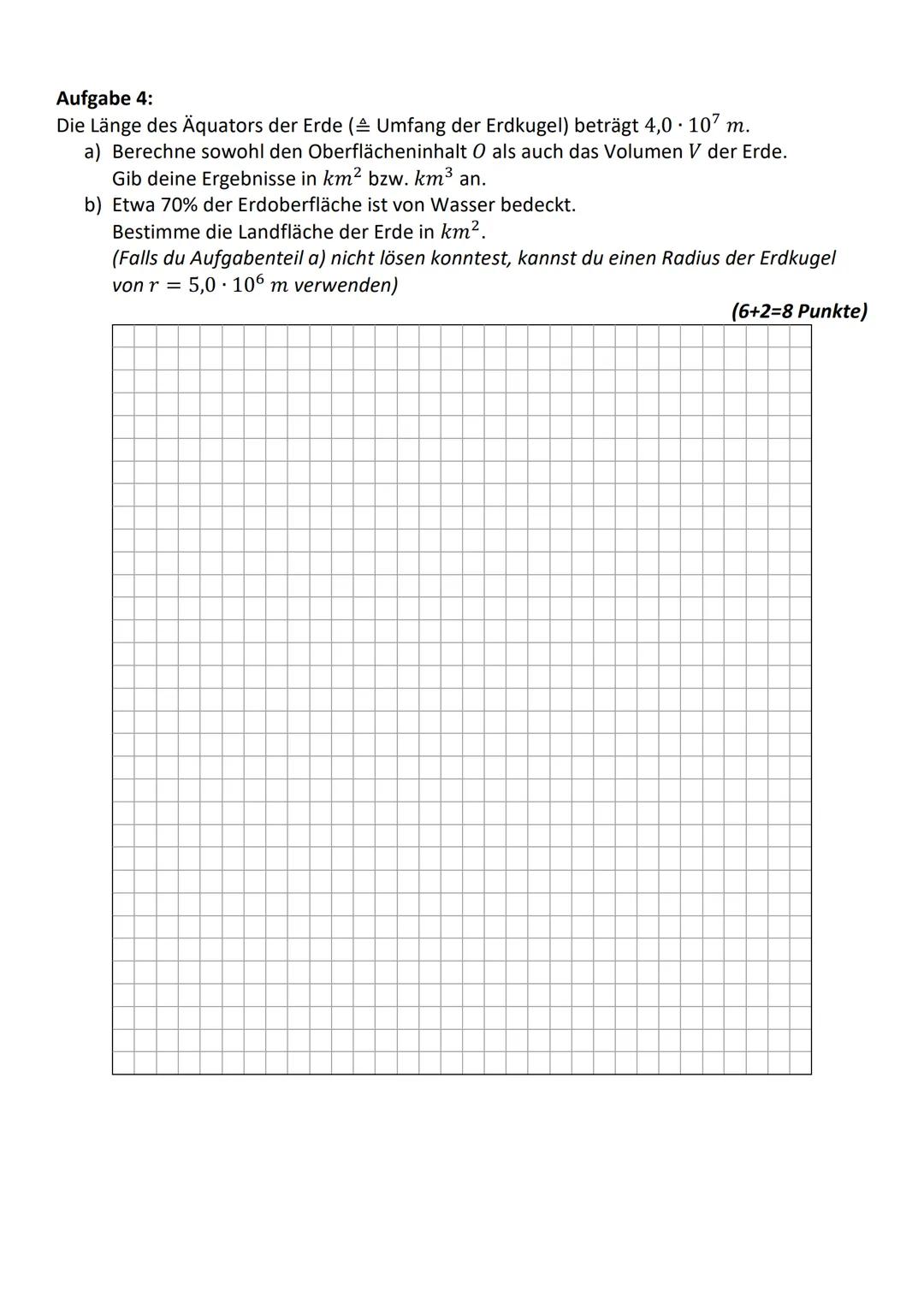 Name:
Erreichte Punktzahl:
Note:
3. Klassenarbeit im Fach Mathematik
Thema: Potenzen & Körperberechnung
72
Klasse:
Datum:
Unterschrift:
WHO 