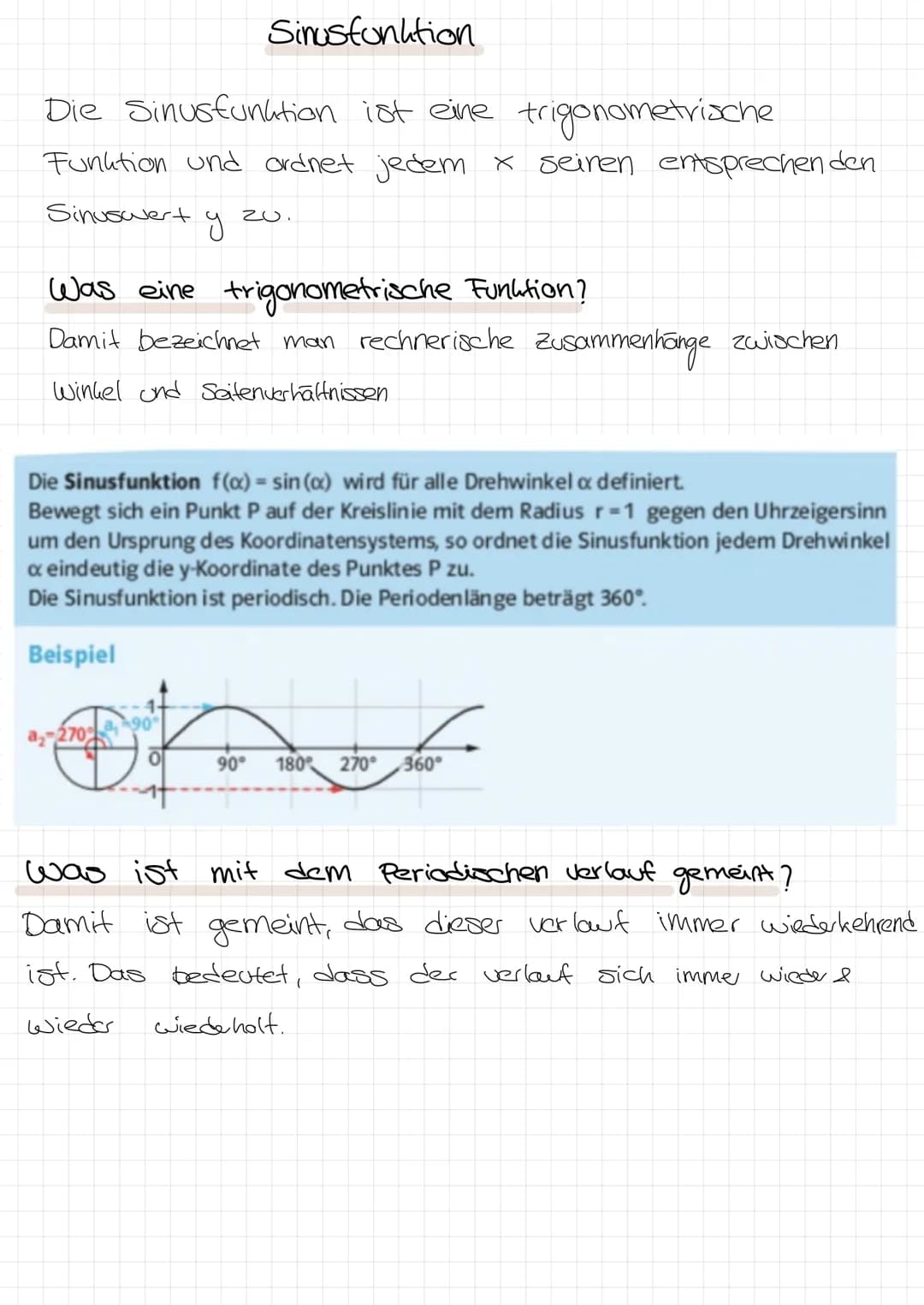 Sinusfunktion
Die Sinusfunktion ist eine trigonometrische
Funktion und ordnet jedem x seinen entsprechenden
Sinuswert
g
Was eine trigonometr
