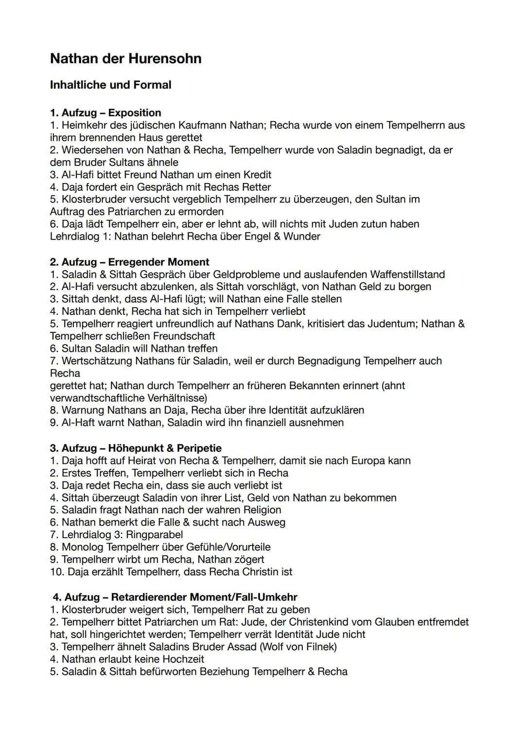 Deutsch mündliches Abitur, Nathan, Werther und die dazugehörigen Epochen, Parabeln 