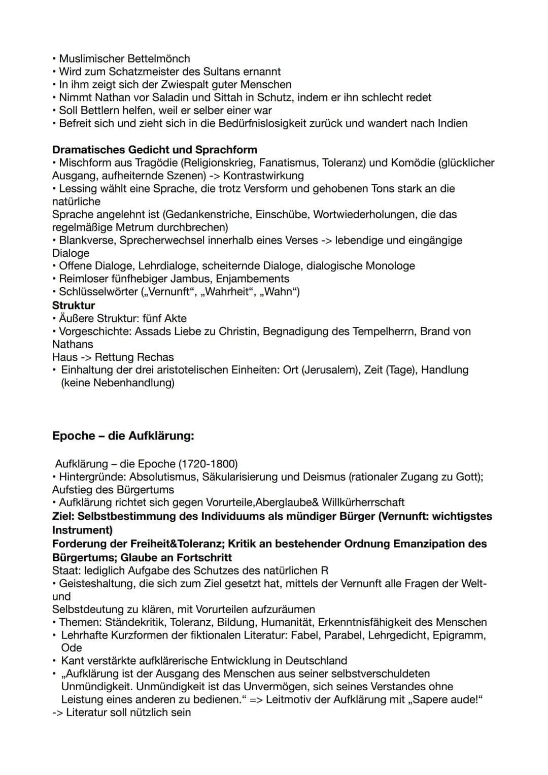 Nathan der Hurensohn
Inhaltliche und Formal
1. Aufzug - Exposition
1. Heimkehr des jüdischen Kaufmann Nathan; Recha wurde von einem Tempelhe