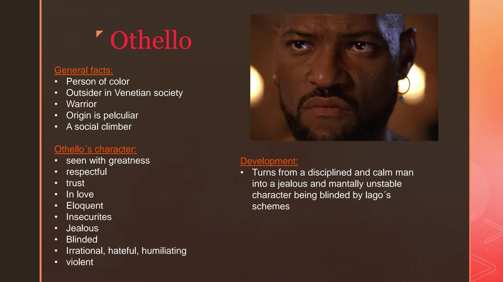 OTHELLO
Joudi
19/1
WILLIAM SHAKESPEARE
20.03.2021 '
Introductions:
Key facts
main characters
1.
2.
3. Themes
4. sources 'Key facts:
1800.
Pe