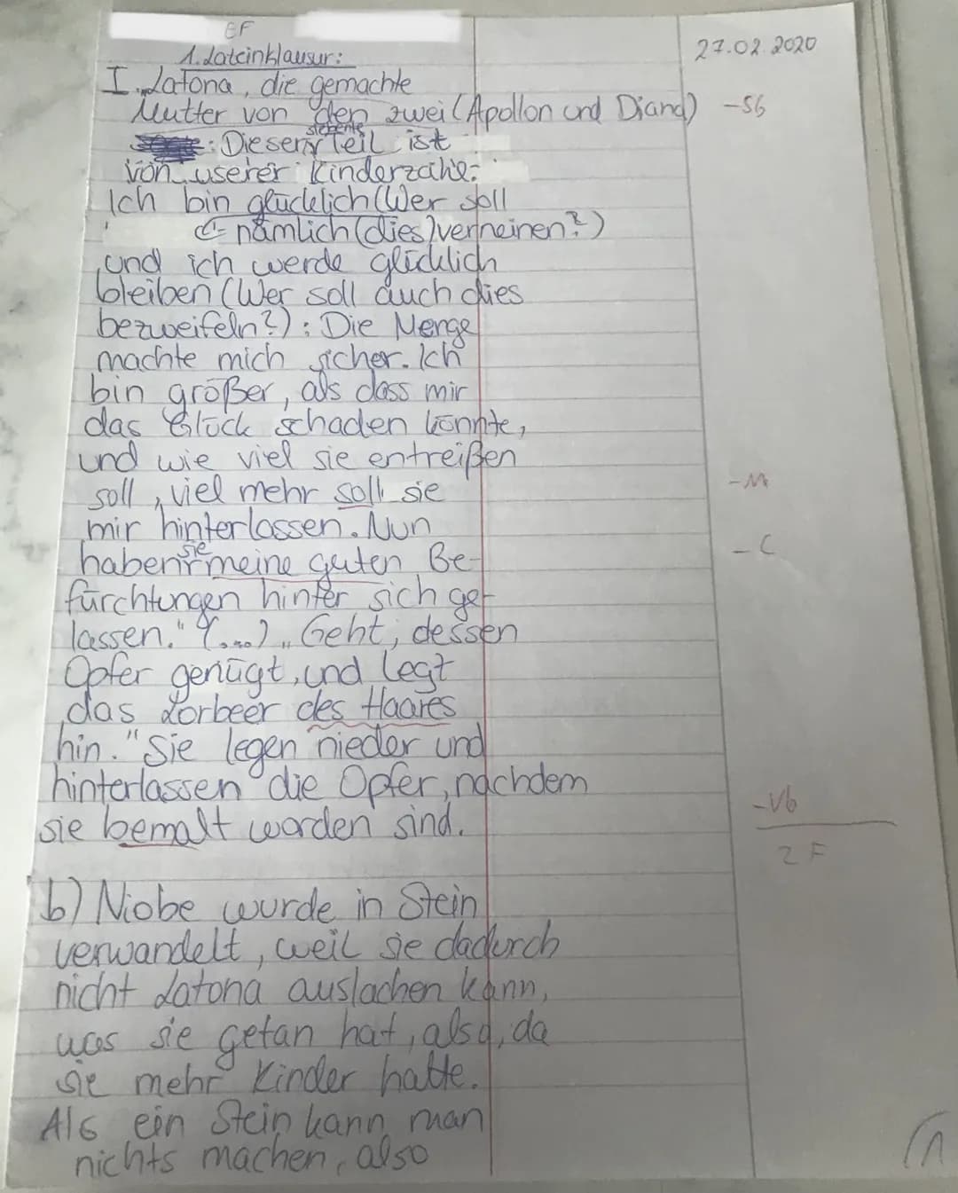 Angaben
191 illa: Gemeint ist Latona
192 uterus,-i m.: hier: Kinderzahl
195 quam cui: ...,
als dass mir...
196 ut: trotz Konjunktiv mit ,,wi