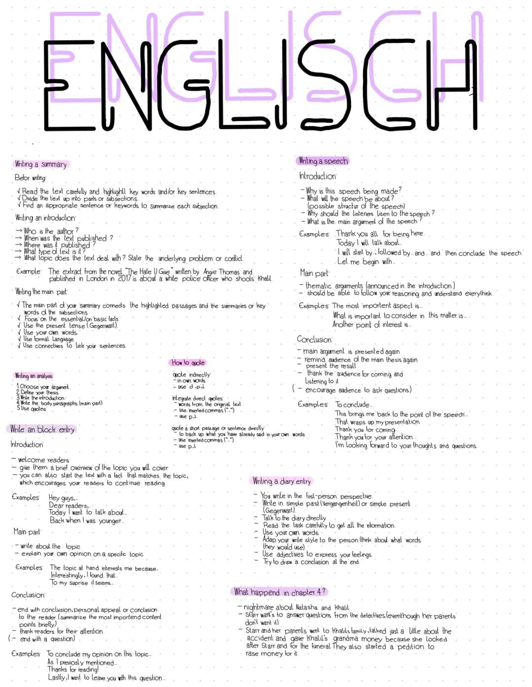NCIC
ENGLISCH
Writing a summary
Befor writing
Read the text carefully and highlight! key words and/or key sentences.
✓ Divide the text up in