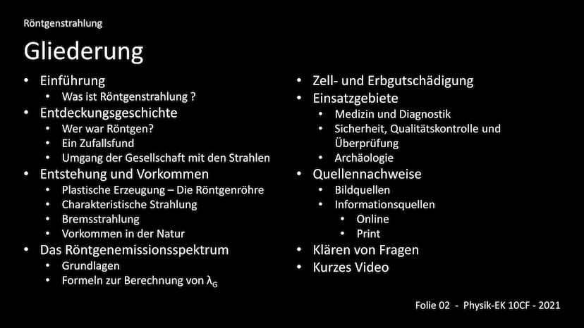 Die Röntgenstrahlung
-Kurzfassung-
Inhalt:
1. Einleitung - Was ist Röntgenstrahlung?
2. Entdeckungsgeschichte
3. Entstehung
4. Wechselwirkun
