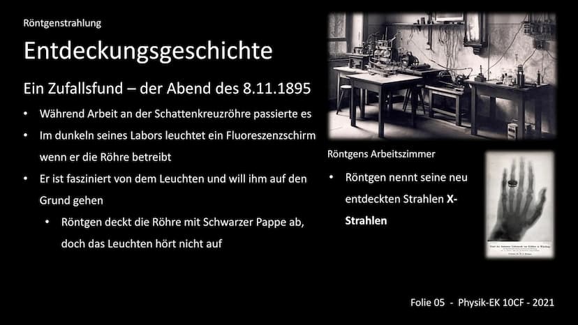 Die Röntgenstrahlung
-Kurzfassung-
Inhalt:
1. Einleitung - Was ist Röntgenstrahlung?
2. Entdeckungsgeschichte
3. Entstehung
4. Wechselwirkun