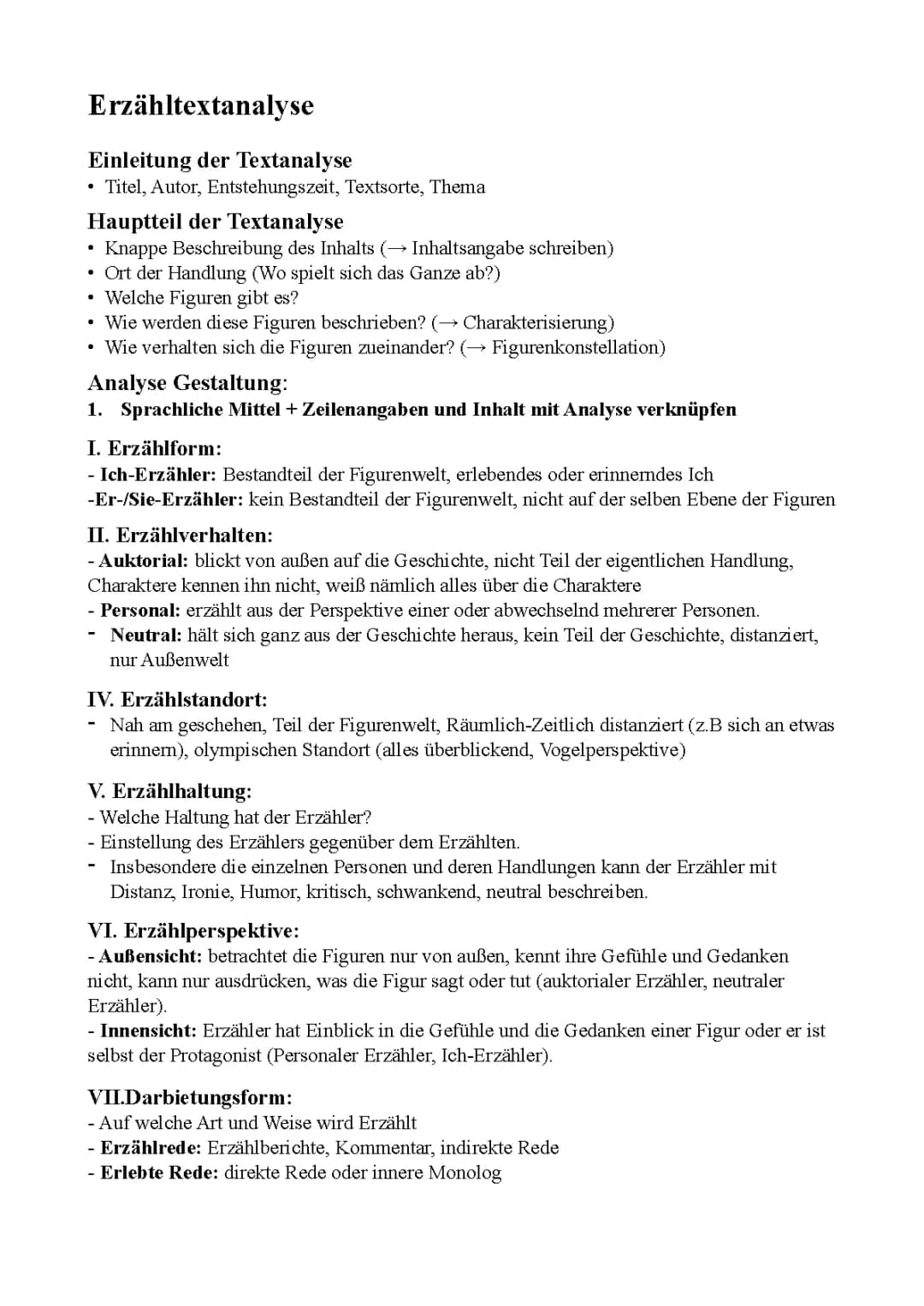 Erzähltextanalyse Deutsch 