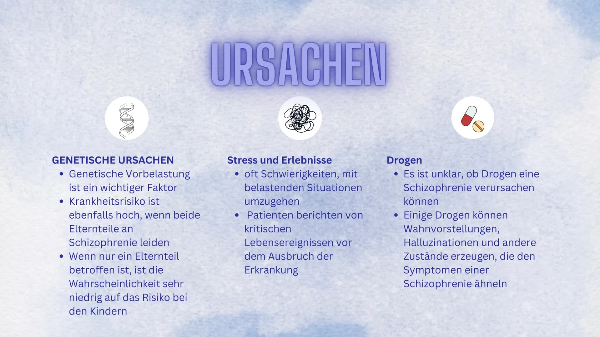 Schizophrenie
EINE HEILBARE ERKRANKUNG? Gliederung
1. Allgemein
2. Symptome
3. Arten (drei Subtypen)
4. Anzahl der Erkrankten
5. Ursachen
6.