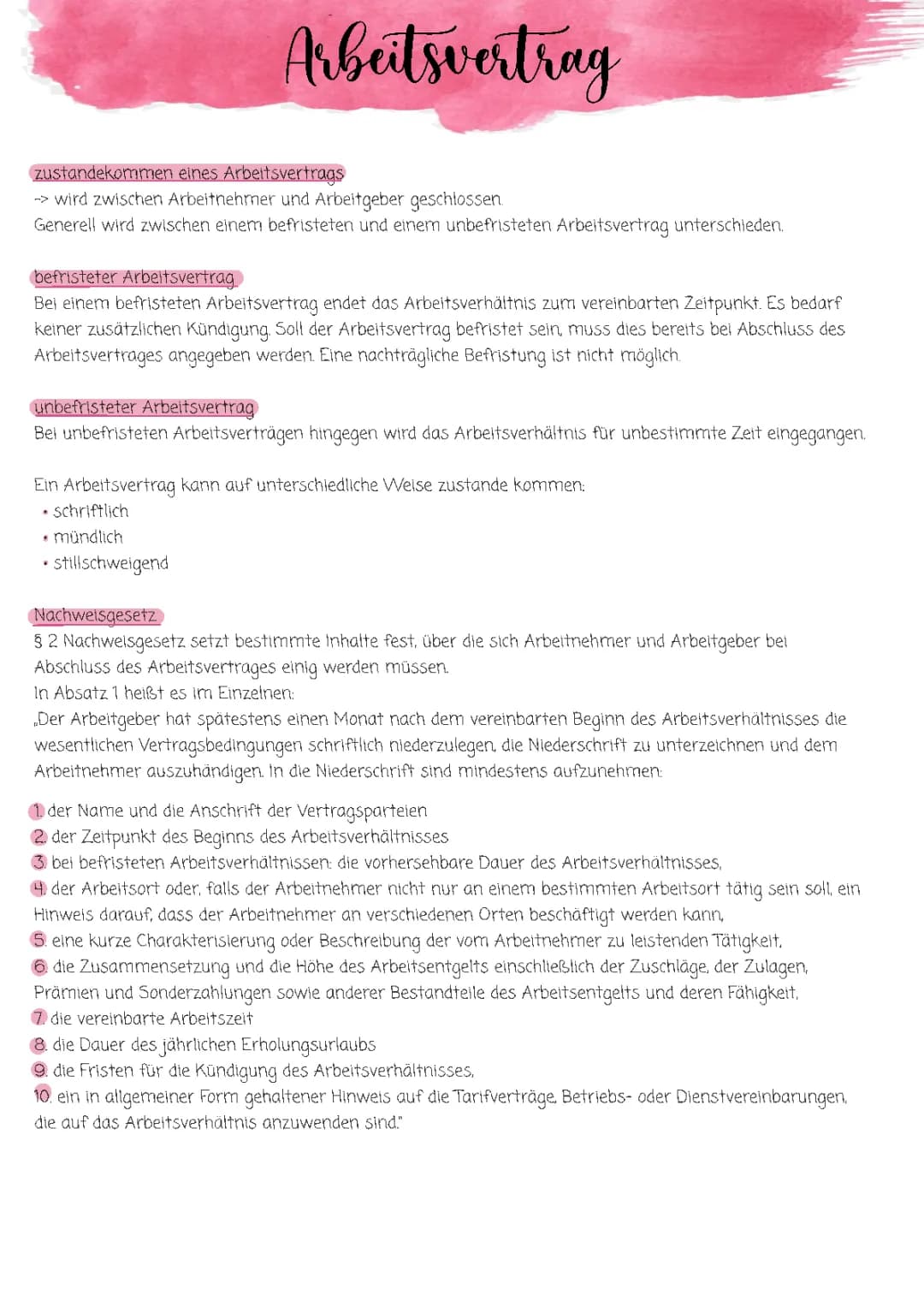 Arbeitsvertrag 