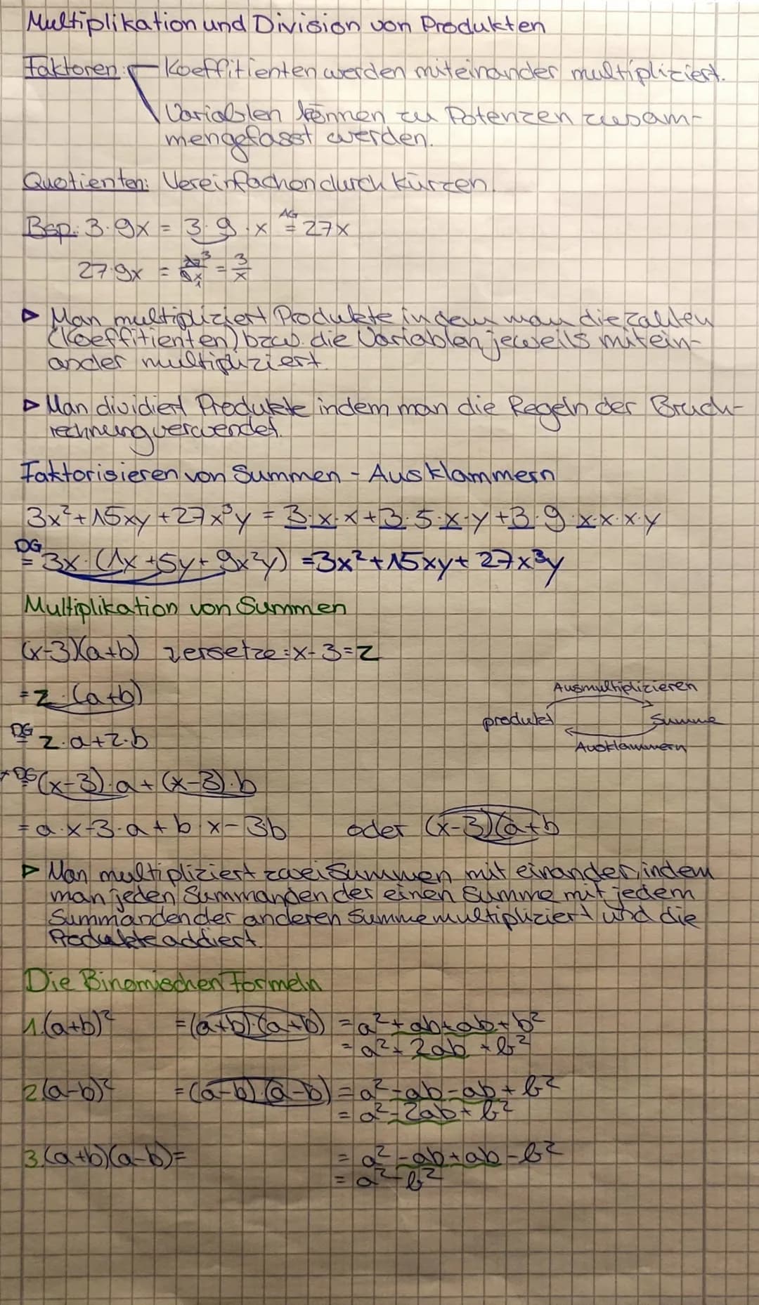 Terme sind sinnvolle Zusammensetzungen die aus
Zahlen, Rechenzeichen, Variablen, Klamman, Bruck-
strichen oder Wurzelzeichen bestehen.
Terme