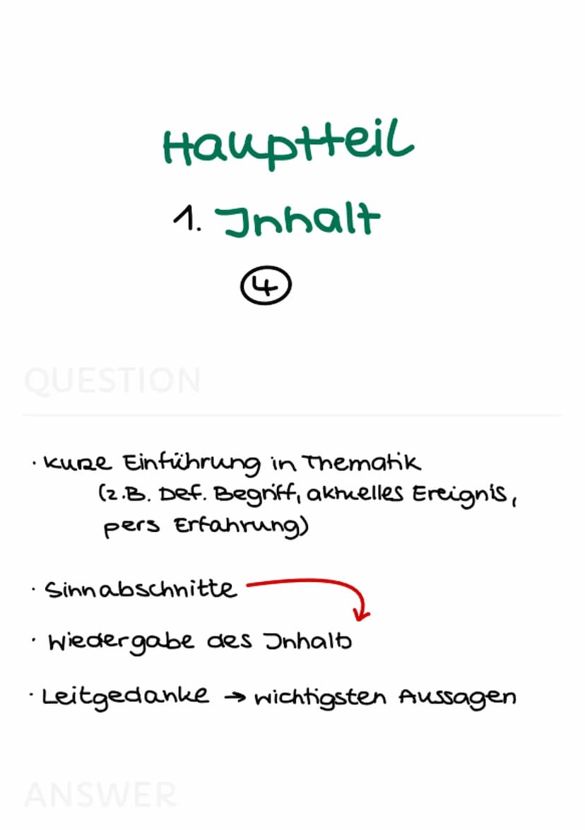sachtextanalyse
(pragmatische Texte) Aufbau Sachtextanalyse
allgemein (6)
QUESTION
· Einleitungssatz (TTATQE)
knappe Einführung ins Thema
(m