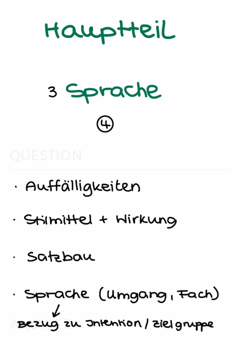 sachtextanalyse
(pragmatische Texte) Aufbau Sachtextanalyse
allgemein (6)
QUESTION
· Einleitungssatz (TTATQE)
knappe Einführung ins Thema
(m