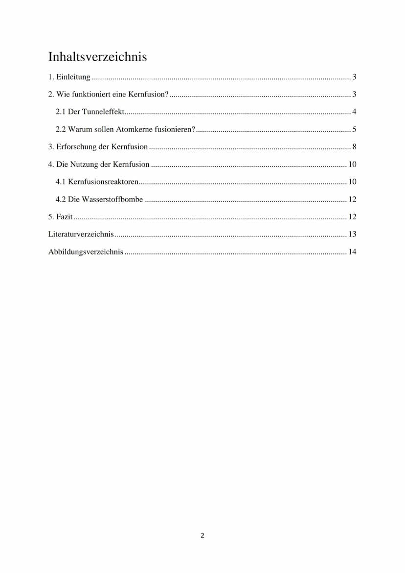 Kernfusion -
Die Energiequelle der Zukunft?
Eine Ausarbeitung im Fach Chemie
von Luca Schmidt Inhaltsverzeichnis
1. Einleitung.
2. Wie funkt