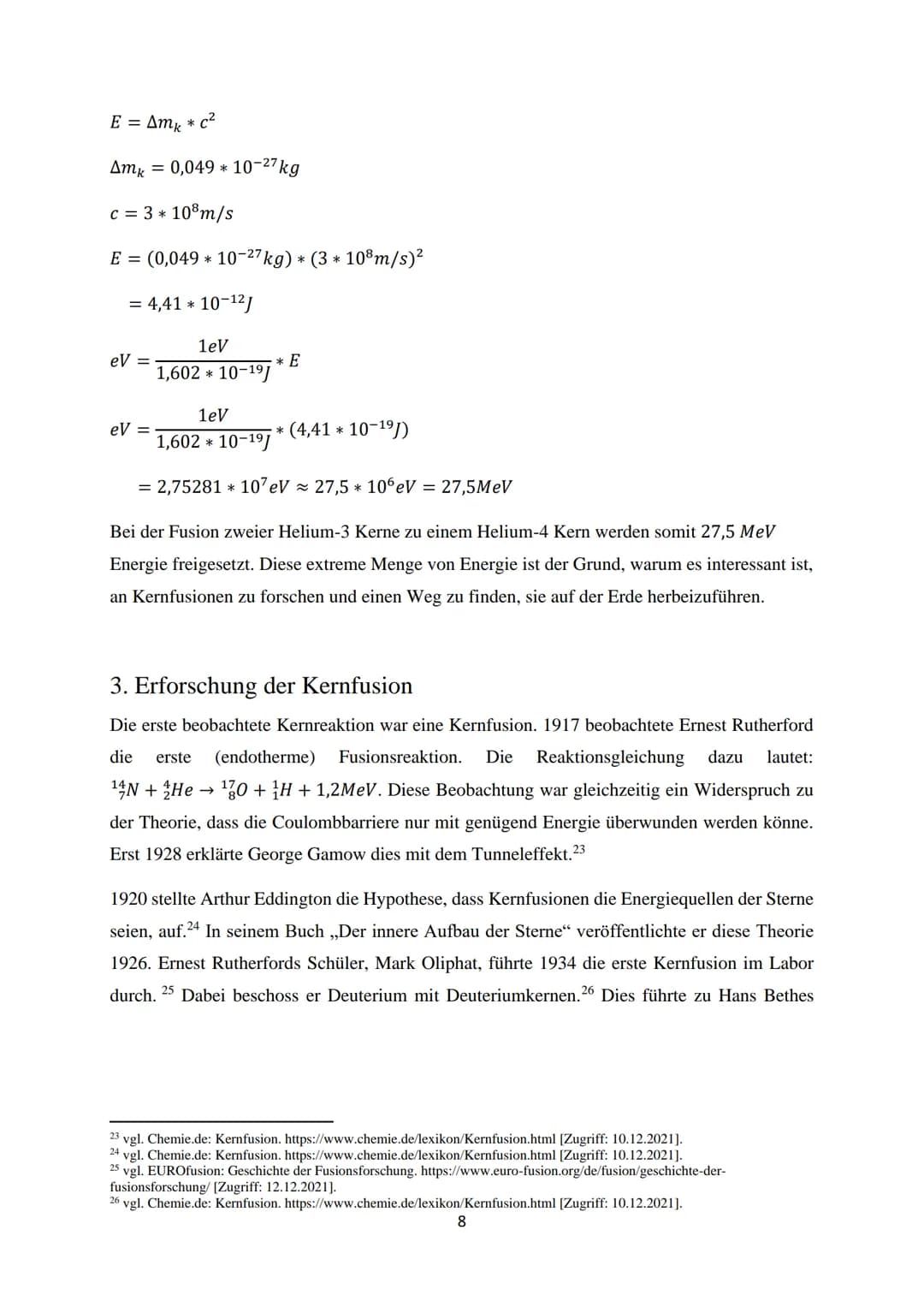 Kernfusion -
Die Energiequelle der Zukunft?
Eine Ausarbeitung im Fach Chemie
von Luca Schmidt Inhaltsverzeichnis
1. Einleitung.
2. Wie funkt