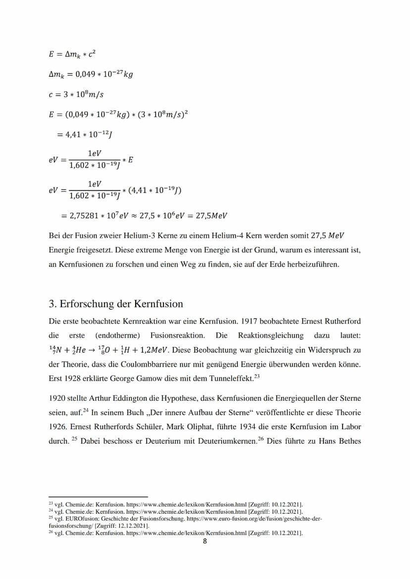 Kernfusion -
Die Energiequelle der Zukunft?
Eine Ausarbeitung im Fach Chemie
von Luca Schmidt Inhaltsverzeichnis
1. Einleitung.
2. Wie funkt