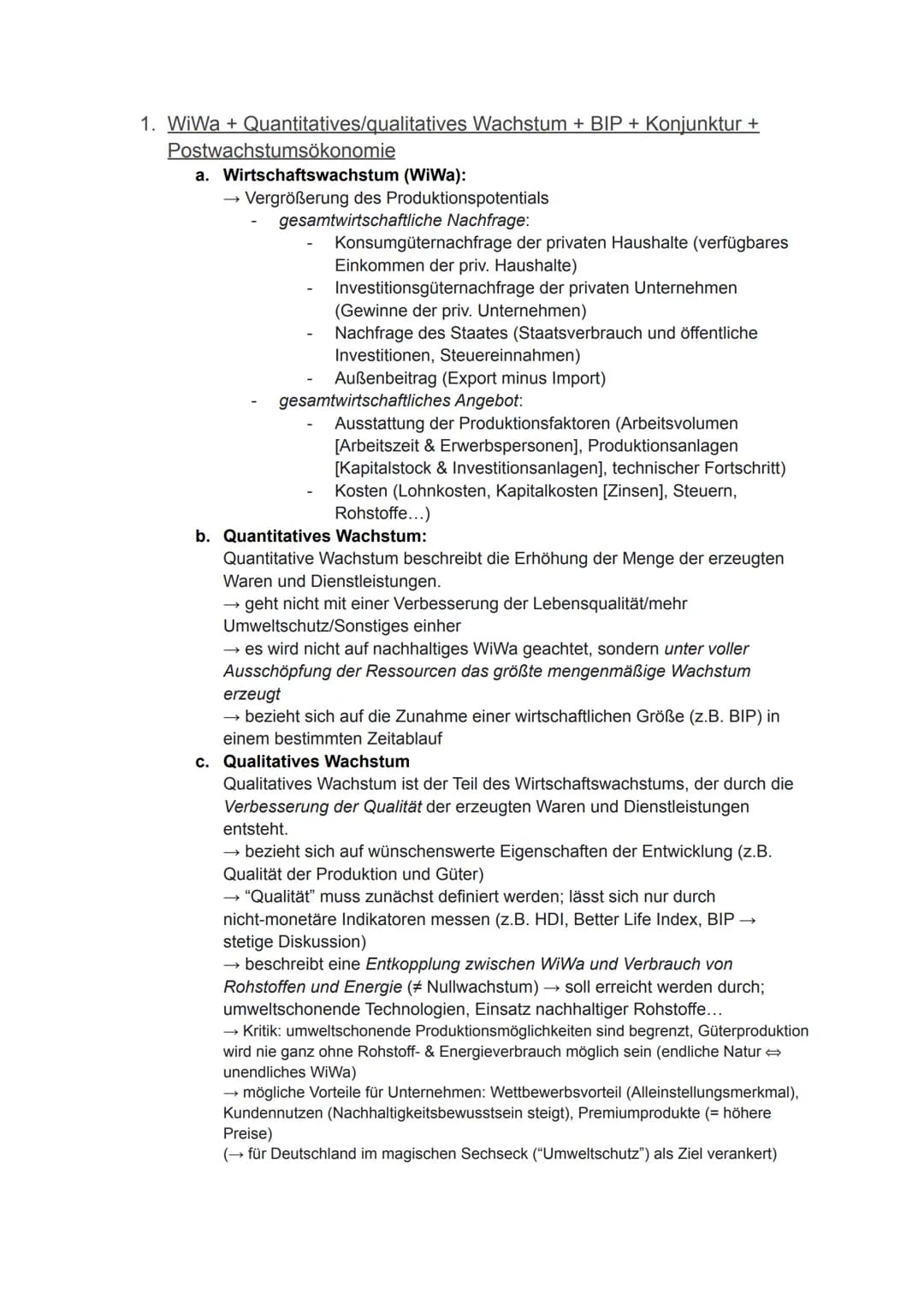 Sozialwissenschaften/Wirtschaft LK vollständige Abiturwiederholung: 2021
Q1 Themen:
1. WiWa + Quantitatives/qualitatives Wachstum + BIP + Ko