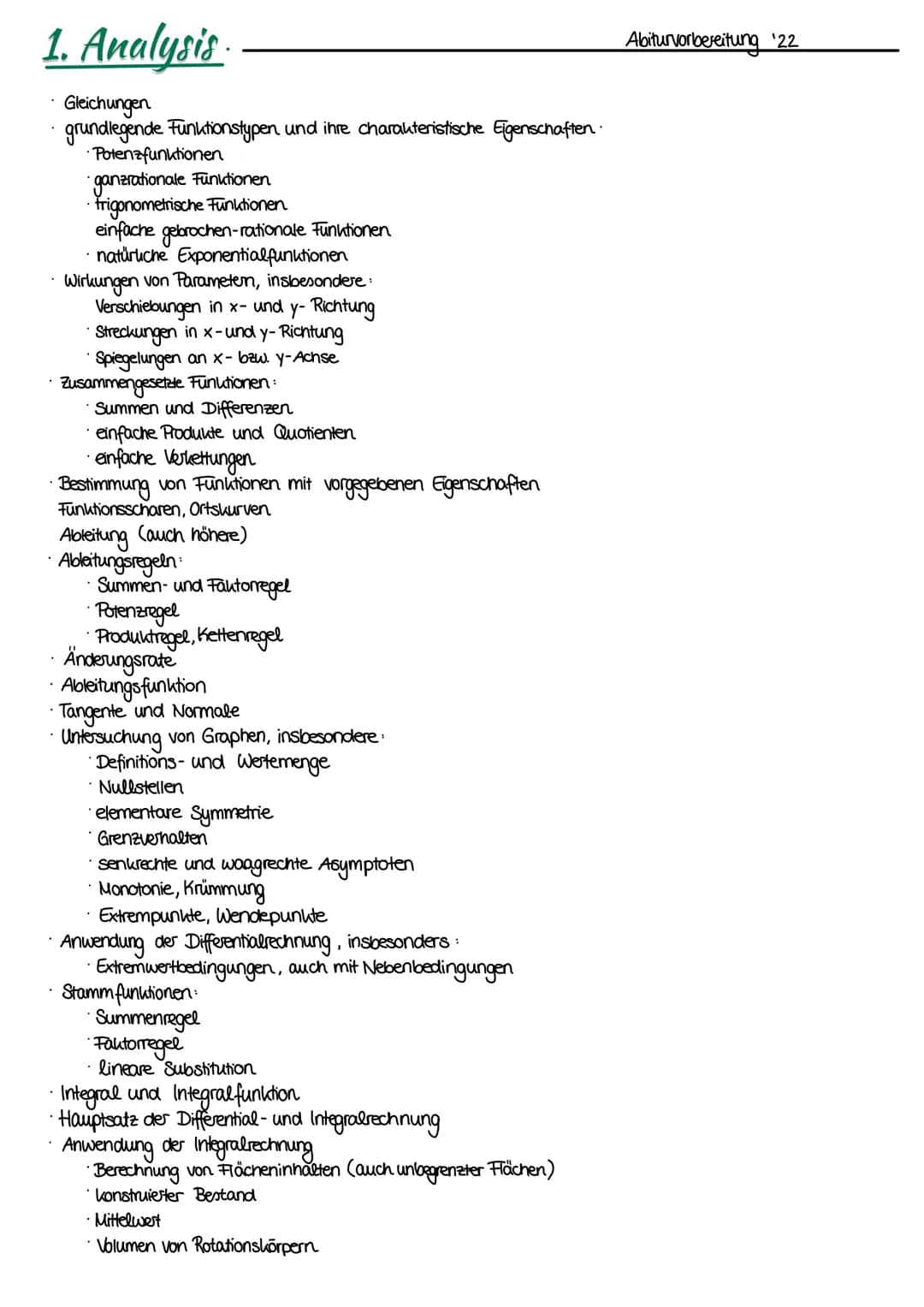 1. Analysis.
Gleichungen
grundlegende Funktionstypen und ihre charakteristische Eigenschaften.
•Potenzfunktionen
ganzrationale Funktionen
fr