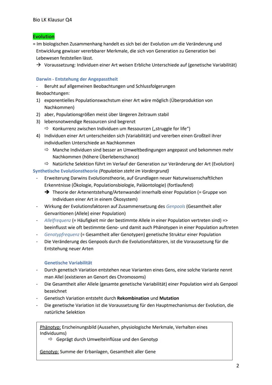 Bio LK Klausur Q4
Begriff
Glossar
Polymorphismus
Art
Allel
Genpool
Variabilität
ökologische Nische
Population
Evolution
Evolutionsfaktor
Gen
