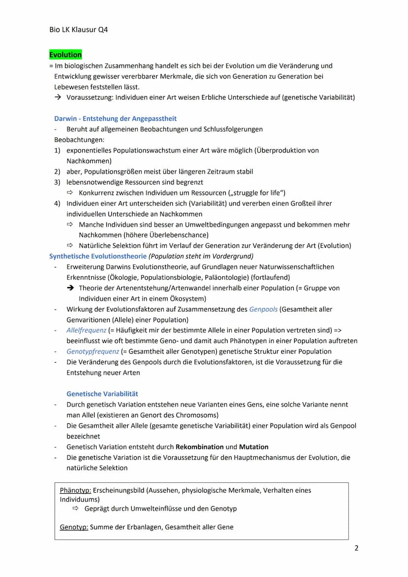 Bio LK Klausur Q4
Begriff
Glossar
Polymorphismus
Art
Allel
Genpool
Variabilität
ökologische Nische
Population
Evolution
Evolutionsfaktor
Gen