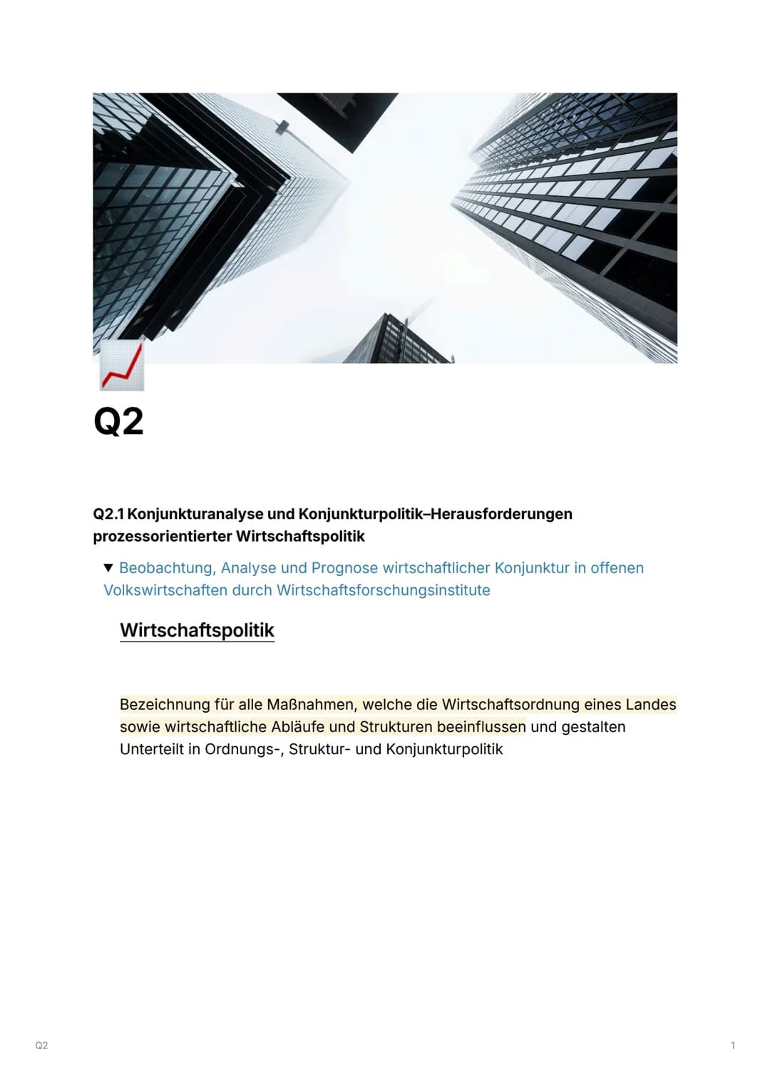 02
Q2
Q2.1 Konjunkturanalyse und Konjunkturpolitik-Herausforderungen
prozessorientierter Wirtschaftspolitik
▼ Beobachtung, Analyse und Progn