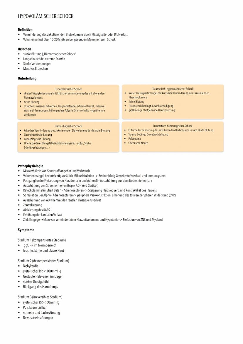 ●
DEFINITION SCHOCK S
• Blutkreislauf im Körper ist lebensbedrohlich gestört
●
Missverständnis zwischen Bedarf und Angebot an Sauerstoff -> 