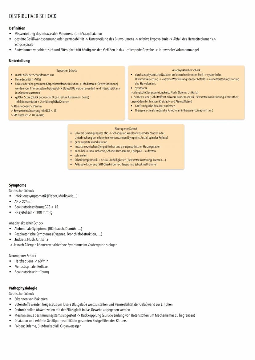 ●
DEFINITION SCHOCK S
• Blutkreislauf im Körper ist lebensbedrohlich gestört
●
Missverständnis zwischen Bedarf und Angebot an Sauerstoff -> 