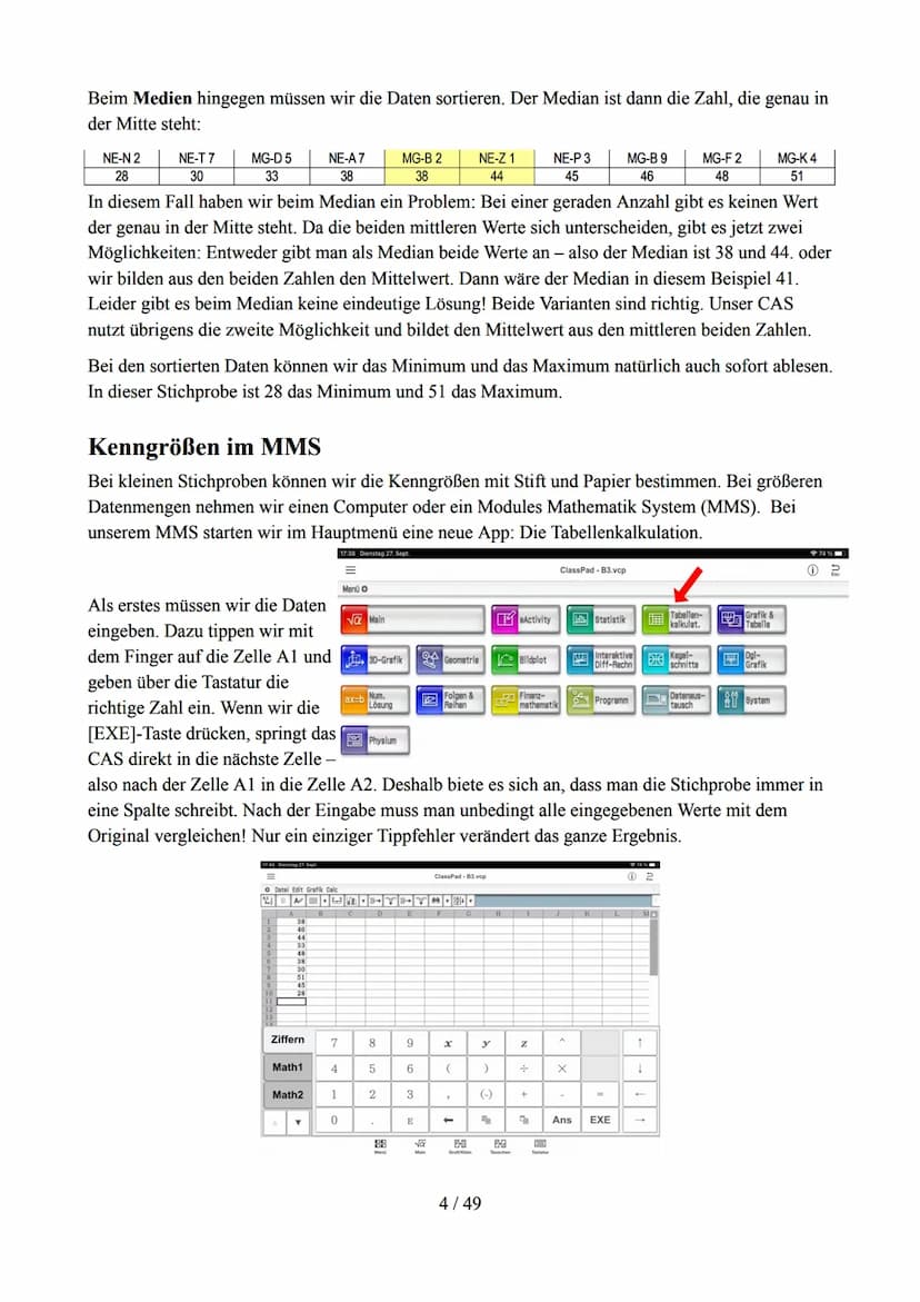 Skript Stochastik
Inhaltsverzeichnis
Ziele im Kernlehrplan..
Lage- und Streumaße von Stichproben..
Mittelwert, Medium und Co..
Kenngrößen im