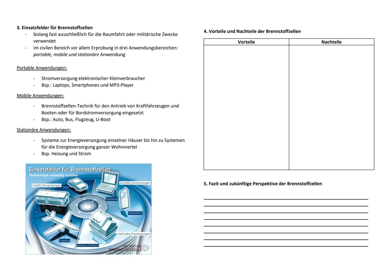 Handout zu Tertiärelementen - Brennstoffzellen
1. Wasserstoff-Sauerstoff-Brennstoffzelle (AFC)
➤ Aufbau und Funktion:
Elektronen (e)
Zugefüh