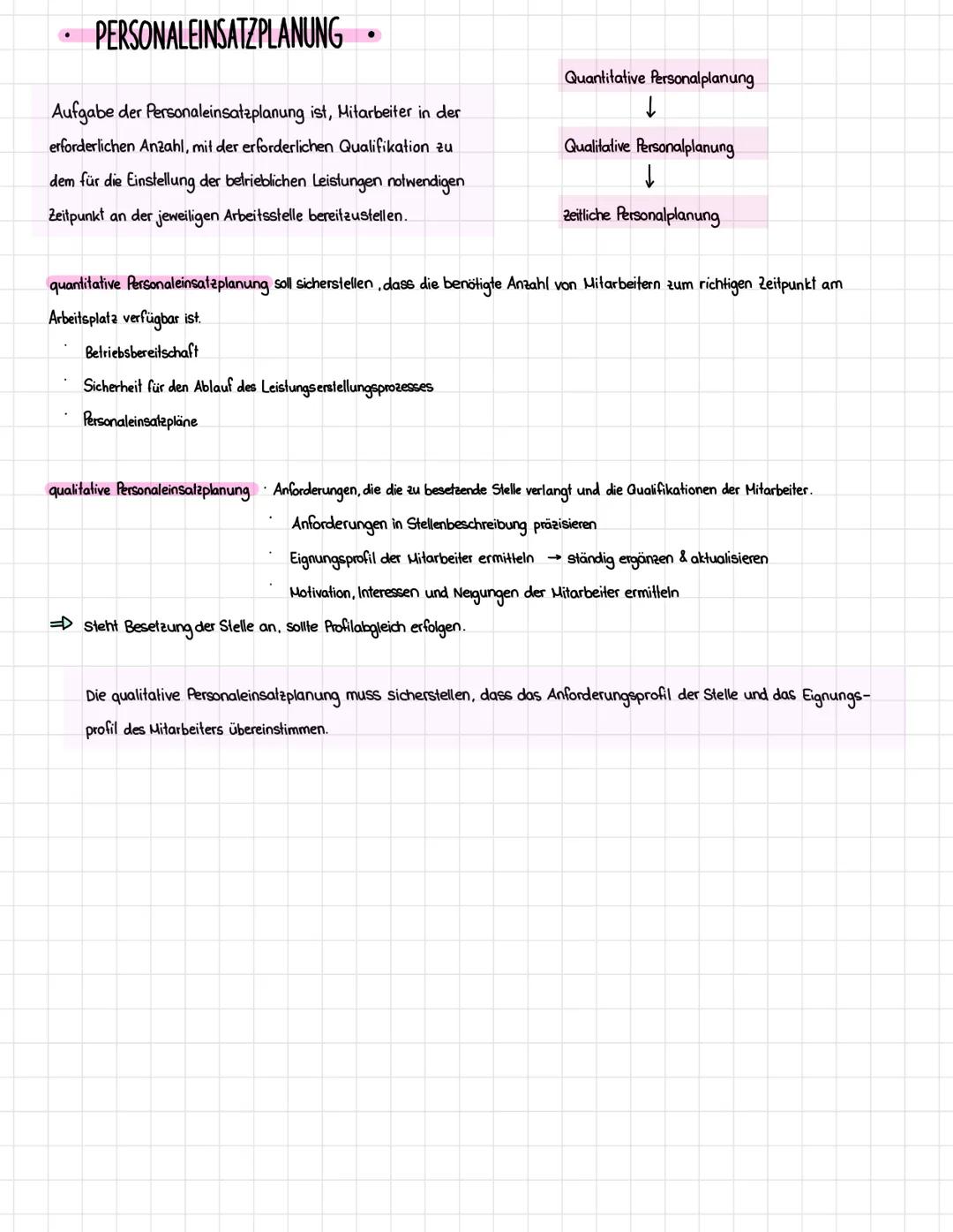 # PERSONALBEDARFSPLANUNG

*   Betrieb braucht Mitarbeiter in ausreichender Zahl und passender Qualifikation $\rightarrow$ wirtschaftlich erf
