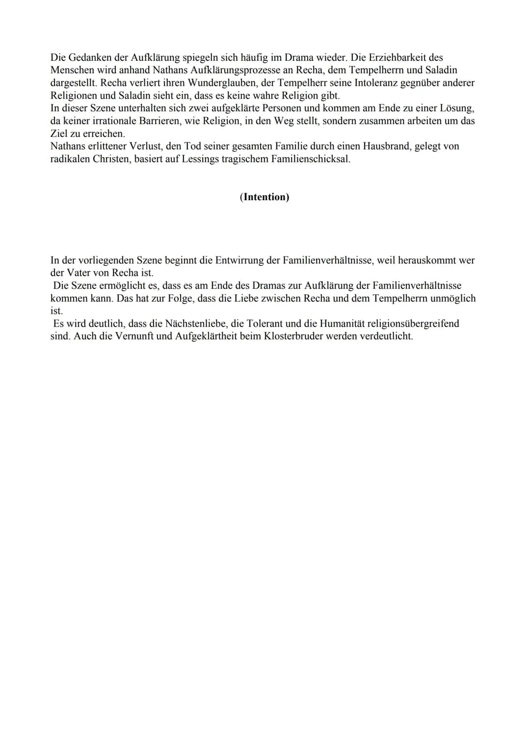 Szenenanalyse 4.7
Das Drama ,,Nathan der Weise" wurde von G.E Lessing im Jahr 1779 geschrieben und ist der
Epoche der Aufklärung zuzuordnen.