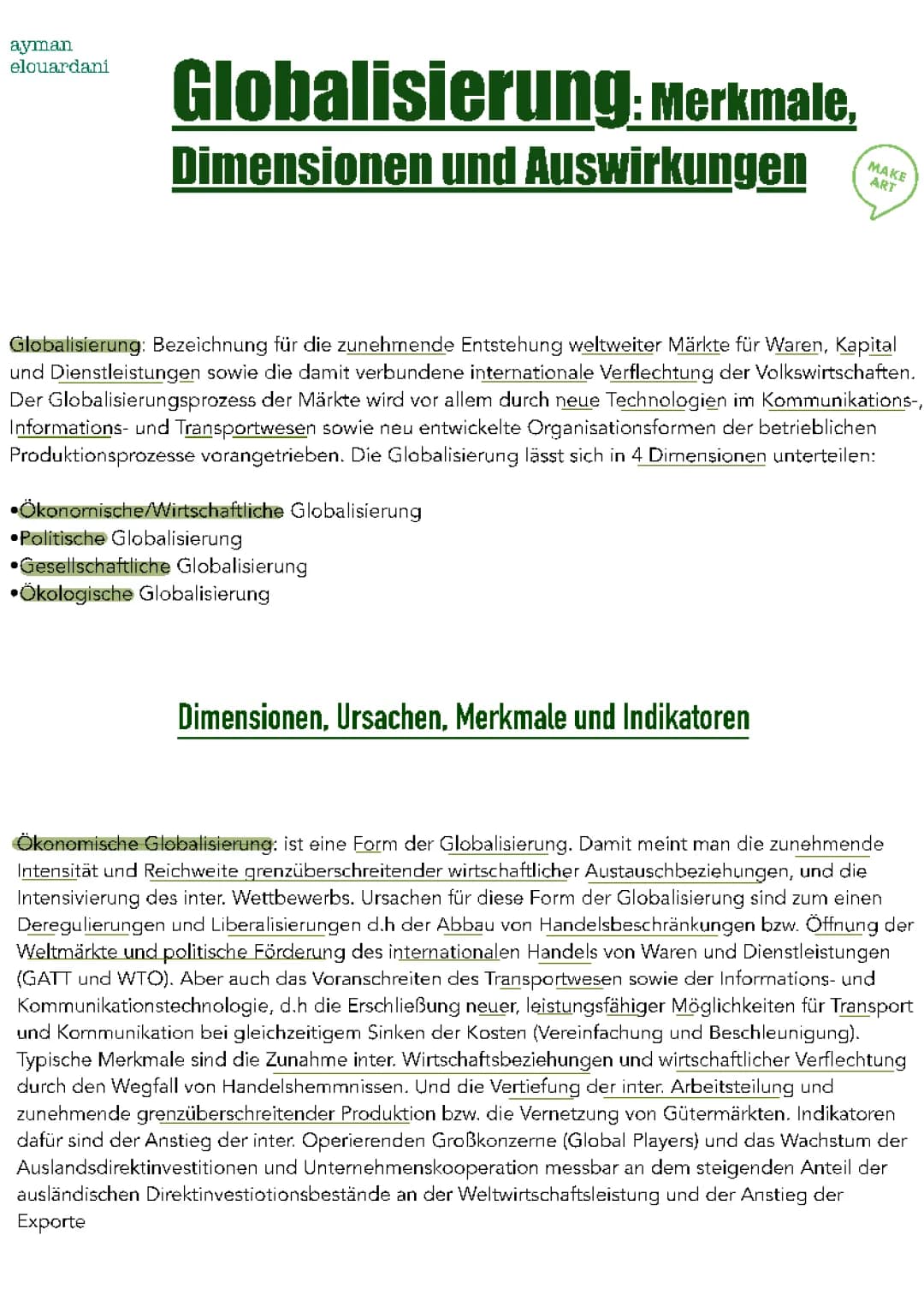 Abiturvorbereitung Sozialwissenschaften: Globalisierung