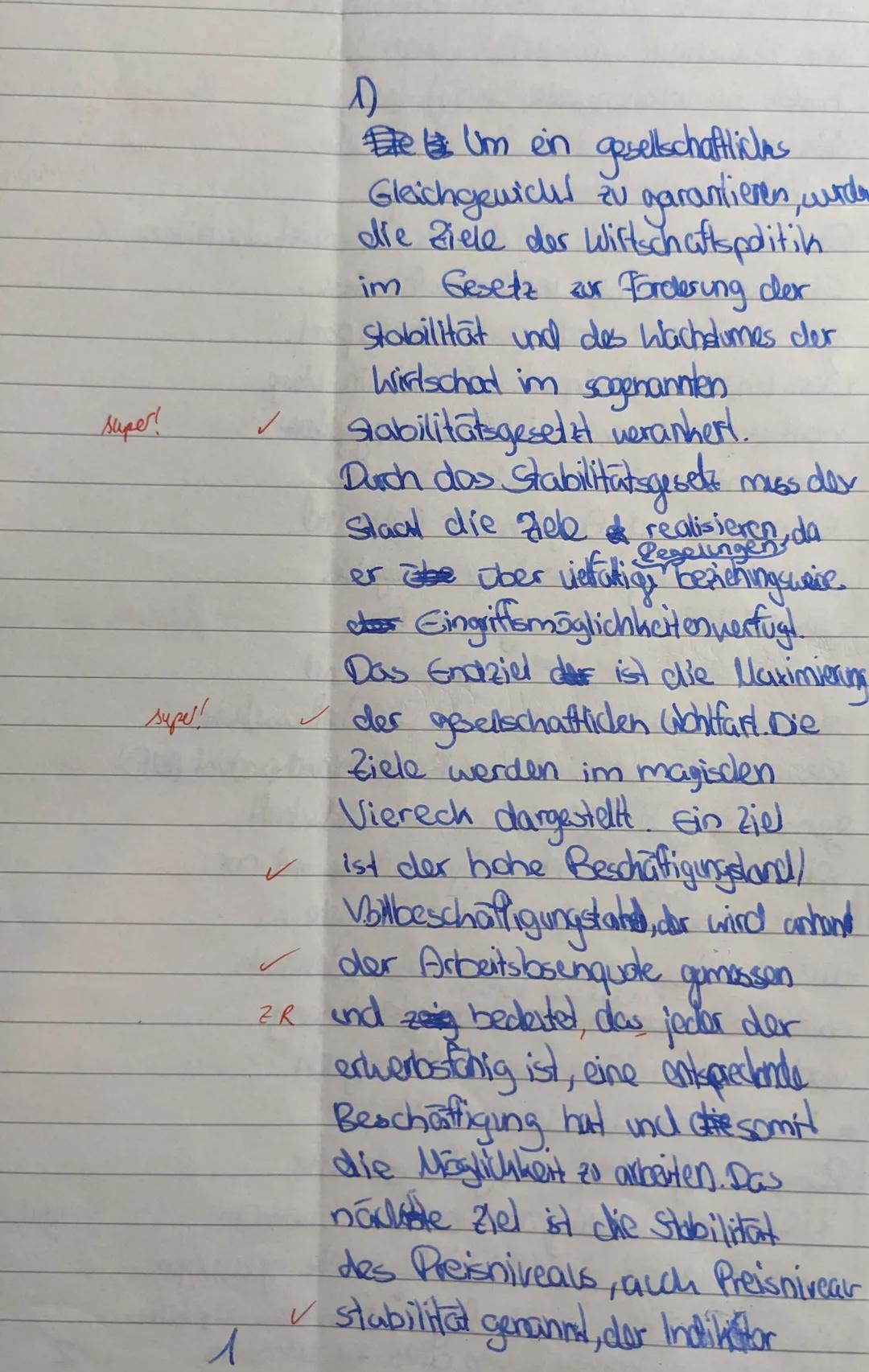 Aufgabenstellung:
Thema: Lieferkettengesetz-humanitäre Notwendigkeit oder bürokratischer Irrsinn?
1) Nenne die Ziele der Wirtschaftspolitik 