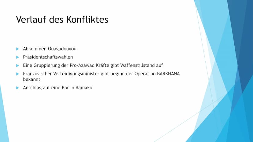 Der Mali Konflikt
Quelle: wikipedia.org Gliederung
Allgemeine Informationen
►Welche Konfliktparteien gibt es
Auslösung des Konfliktes
Verlau