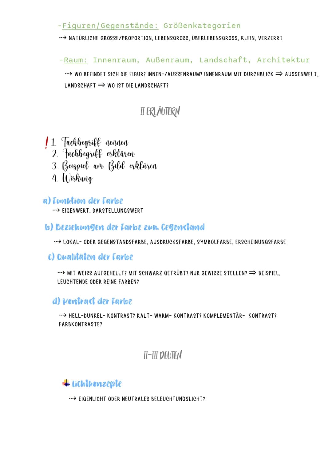 Kunst
I-II BESCHREIBEN
a) werkdaten
---> KÜNSTLER, TITEL, ZEITLICHE EINORDNUNG, MATERIAL, TECHNIK, GRÖSSE, STADT, STANDORT
b) Persönlicher Z