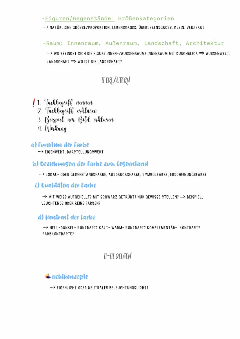 Kunst
I-II BESCHREIBEN
a) werkdaten
---> KÜNSTLER, TITEL, ZEITLICHE EINORDNUNG, MATERIAL, TECHNIK, GRÖSSE, STADT, STANDORT
b) Persönlicher Z